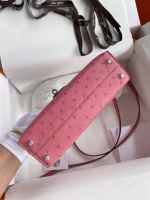 Hermes Kelly Mini II Sellier Handmade Bag In Bubblegum Ostrich Leather - Image 7