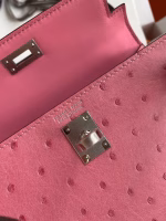 Hermes Kelly Mini II Sellier Handmade Bag In Bubblegum Ostrich Leather - Image 2