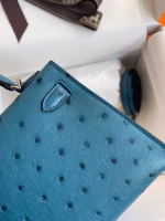 Hermes Kelly Mini II Sellier Handmade Bag In Colvert Ostrich Leather - Image 9