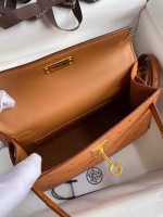 Hermes Kelly Mini II Sellier Handmade Bag In Gold Ostrich Leather - Image 5