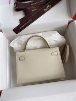 Hermes Kelly Mini II Sellier Handmade Bag In Craie Swift Calfskin - Image 8