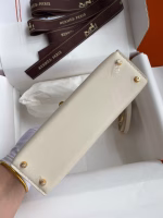 Hermes Kelly Mini II Sellier Handmade Bag In Craie Swift Calfskin - Image 7