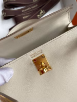 Hermes Kelly Mini II Sellier Handmade Bag In Craie Swift Calfskin - Image 5