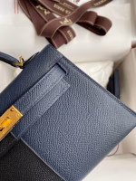Hermes Kelly Mini II Sellier Tri-color Bag In Black/Blue Indigo/Red Calfskin - Image 8