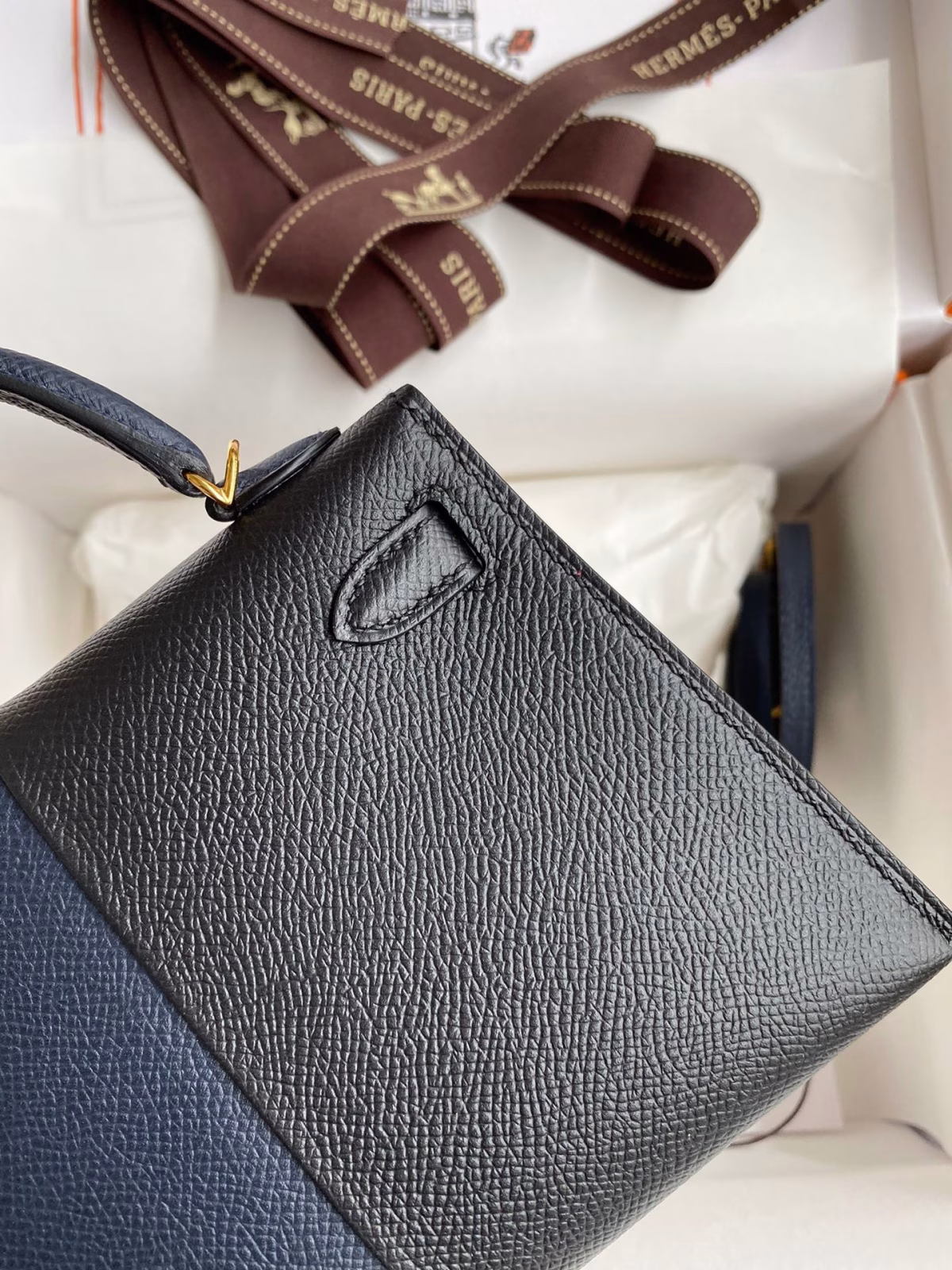 Hermes Kelly Mini II Sellier Tri-color Bag In Black/Blue Indigo/Red Calfskin - Image 2