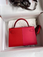 Hermes Kelly Mini II Sellier Tri-color Bag In Red/Rose Extreme/Blue Epsom Calfskin - Image 9