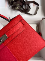 Hermes Kelly Mini II Sellier Tri-color Bag In Red/Rose Extreme/Blue Epsom Calfskin - Image 6