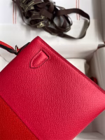 Hermes Kelly Mini II Sellier Tri-color Bag In Red/Rose Extreme/Blue Epsom Calfskin - Image 7