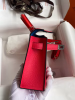 Hermes Kelly Mini II Sellier Tri-color Bag In Red/Rose Extreme/Blue Epsom Calfskin - Image 3