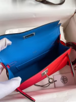 Hermes Kelly Mini II Sellier Tri-color Bag In Red/Rose Extreme/Blue Epsom Calfskin - Image 5