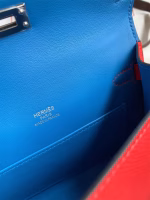 Hermes Kelly Mini II Sellier Tri-color Bag In Red/Rose Extreme/Blue Epsom Calfskin - Image 8