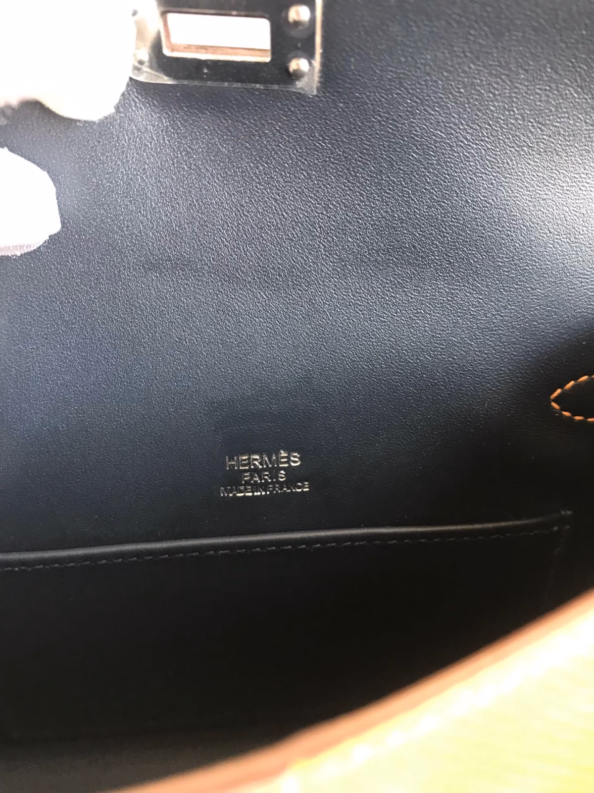 Hermes Kelly Mini II Sellier Tri-color Bag In Taupe/Sesame/Blue Nuit Epsom Calfskin - Image 5