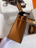 Hermes Kelly Sellier 25 Bicolor Bag in Black and Gold Epsom Calfskin - Image 9