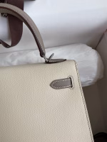 Hermes Kelly Sellier 25 Bicolor Bag in Craie and Gris Asphalt Epsom Calfskin - Image 6