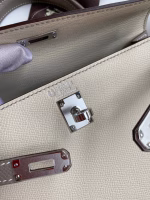 Hermes Kelly Sellier 25 Bicolor Bag in Craie and Gris Asphalt Epsom Calfskin - Image 3