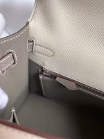 Hermes Kelly Sellier 25 Bicolor Bag in Craie and Gris Asphalt Epsom Calfskin - Image 9