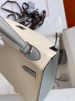 Hermes Kelly Sellier 25 Bicolor Bag in Craie and Gris Mouette Epsom Calfskin - Image 8