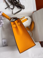 Hermes Kelly Sellier 25 Bicolor Bag in Craie and Yellow Epsom Calfskin - Image 2