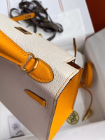 Hermes Kelly Sellier 25 Bicolor Bag in Craie and Yellow Epsom Calfskin - Image 9