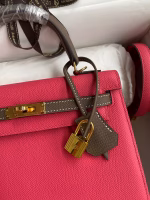 Hermes Kelly Sellier 25 Bicolor Bag in Rose Extremea nd Taupe Epsom Calfskin - Image 2