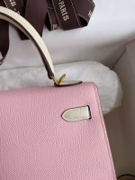 Hermes Kelly Sellier 25 Bicolor Bag in Rose Sakura and Craie Epsom Calfskin - Image 2