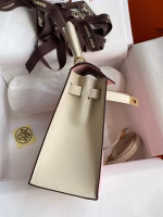 Hermes Kelly Sellier 25 Bicolor Bag in Rose Sakura and Craie Epsom Calfskin - Image 6
