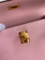 Hermes Kelly Sellier 25 Bicolor Bag in Rose Sakura and Craie Epsom Calfskin - Image 7