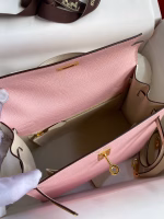 Hermes Kelly Sellier 25 Bicolor Bag in Rose Sakura and Craie Epsom Calfskin - Image 5
