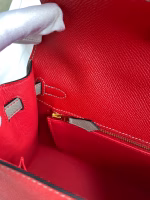 Hermes Kelly Sellier 25 Bicolor Bag in Red and Etain Epsom Calfskin - Image 7