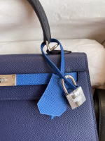 Hermes Kelly Sellier 25 Bicolor Bag in Blue Saphir and Blue France Epsom Calfskin - Image 7