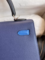 Hermes Kelly Sellier 25 Bicolor Bag in Blue Saphir and Blue France Epsom Calfskin - Image 8
