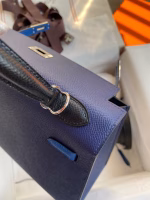 Hermes Kelly Sellier 25 Bicolor Bag in Blue Saphir and Blue France Epsom Calfskin - Image 2