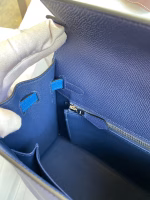 Hermes Kelly Sellier 25 Bicolor Bag in Blue Saphir and Blue France Epsom Calfskin - Image 5