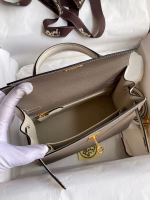 Hermes Kelly Sellier 25 Bicolor Bag in Taupe and Craie Epsom Calfskin - Image 8