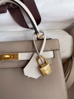 Hermes Kelly Sellier 25 Bicolor Bag in Trench and Craie Epsom Calfskin - Image 3