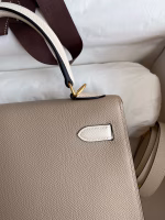 Hermes Kelly Sellier 25 Bicolor Bag in Trench and Craie Epsom Calfskin - Image 6