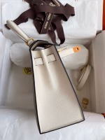 Hermes Kelly Sellier 25 Bicolor Bag in Trench and Craie Epsom Calfskin - Image 9
