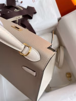 Hermes Kelly Sellier 25 Bicolor Bag in Trench and Craie Epsom Calfskin - Image 7