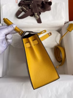 Hermes Kelly Sellier 25 Bicolor Bag in Trench and Yellow Epsom Calfskin - Image 5