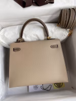 Hermes Kelly Sellier 25 Bicolor Bag in Trench and Taupe Epsom Calfskin - Image 7