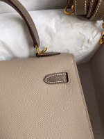 Hermes Kelly Sellier 25 Bicolor Bag in Trench and Taupe Epsom Calfskin - Image 9