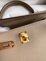 Hermes Kelly Sellier 25 Bicolor Bag in Trench and Taupe Epsom Calfskin - Image 4