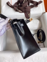 Hermes Kelly Sellier 25 Handmade Bag In Black Box Calfskin - Image 4
