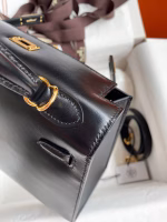 Hermes Kelly Sellier 25 Handmade Bag In Black Box Calfskin - Image 5