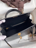 Hermes Kelly Sellier 25 Handmade Bag In Black Box Calfskin - Image 2