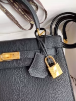 Hermes Kelly Sellier 25 Handmade Bag In Black Mysore Goatskin - Image 2
