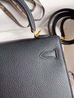 Hermes Kelly Sellier 25 Handmade Bag In Black Mysore Goatskin - Image 4