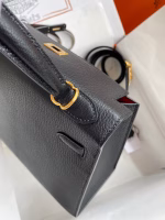Hermes Kelly Sellier 25 Handmade Bag In Black Mysore Goatskin - Image 3