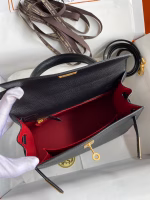 Hermes Kelly Sellier 25 Handmade Bag In Black Mysore Goatskin - Image 7