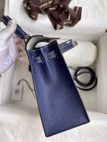 Hermes Kelly Sellier 25 Bicolor Bag in Pearl Grey and Blue Mysore Goatskin - Image 4